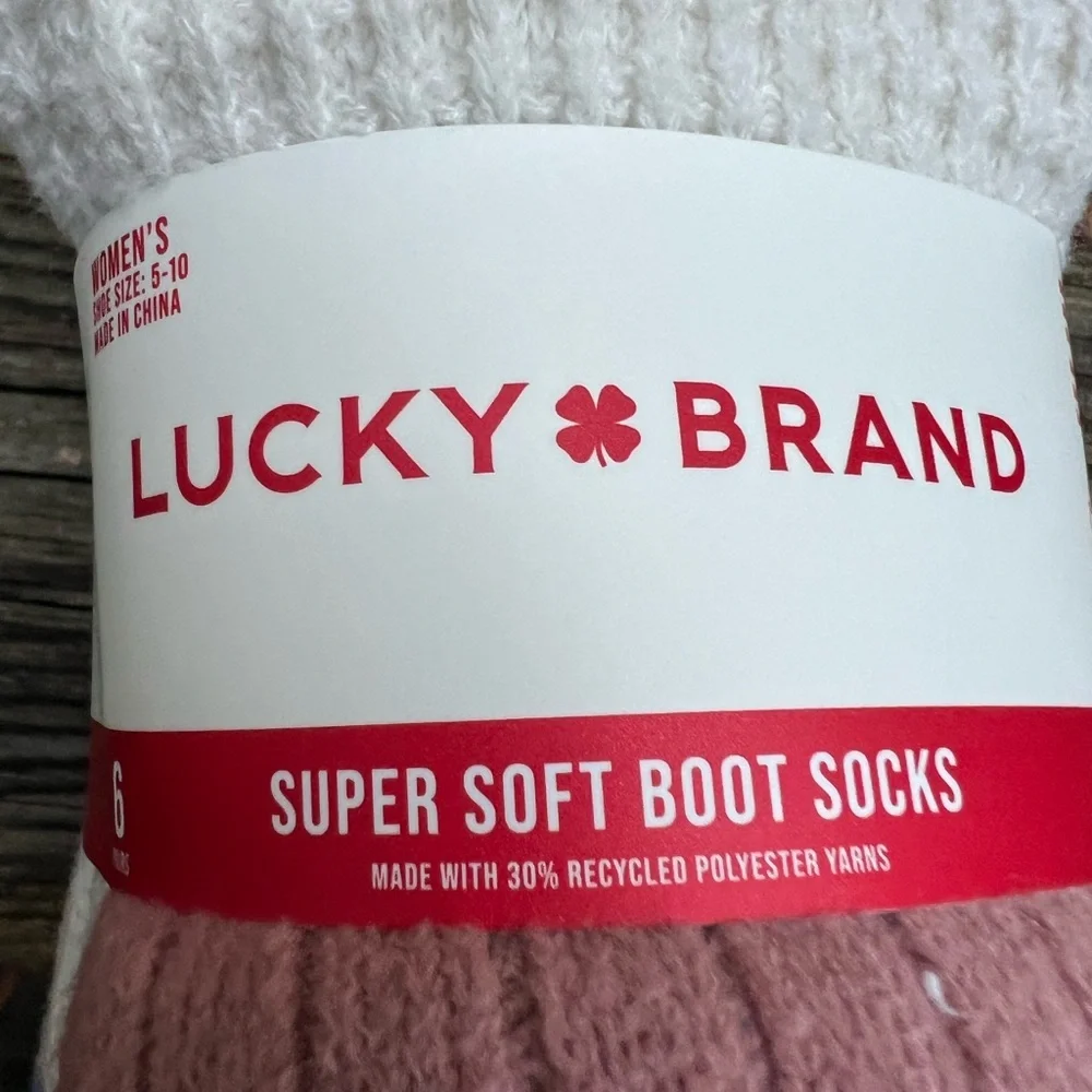 LUCKY BRAND Ladies' Super Soft Boot Sock, 6-pair assorted Pink pack NWT NEW